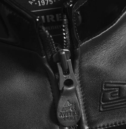 Avirex Cropped Moto Jacket – Sleek Biker Style with Signature Embroidery & Modern Fit