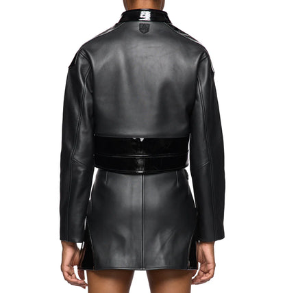 Avirex Cropped Moto Jacket – Sleek Biker Style with Signature Embroidery & Modern Fit
