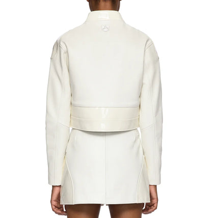 Avirex Cropped Patent Leather Moto Jacket – High-Gloss Finish with Bold Streetwear Edge
