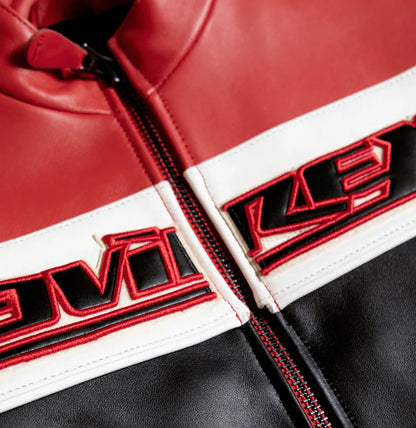 Cropped Colorblock Moto Jacket – Striking Biker Style with Bold Contrast Panels & Modern Fit