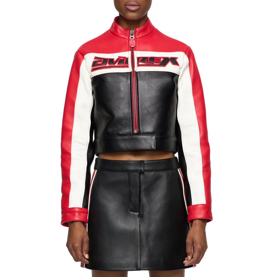 Cropped Colorblock Moto Jacket – Striking Biker Style with Bold Contrast Panels & Modern Fit