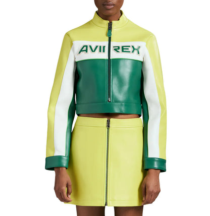 Cropped Colorblock Moto Jacket – Edgy Biker Style with Bold Contrast Panels & Modern Fit