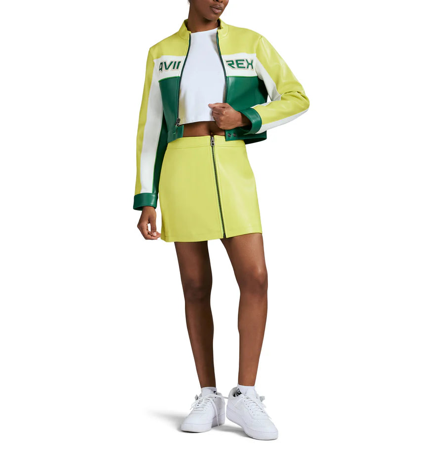 Cropped Colorblock Moto Jacket – Edgy Biker Style with Bold Contrast Panels & Modern Fit