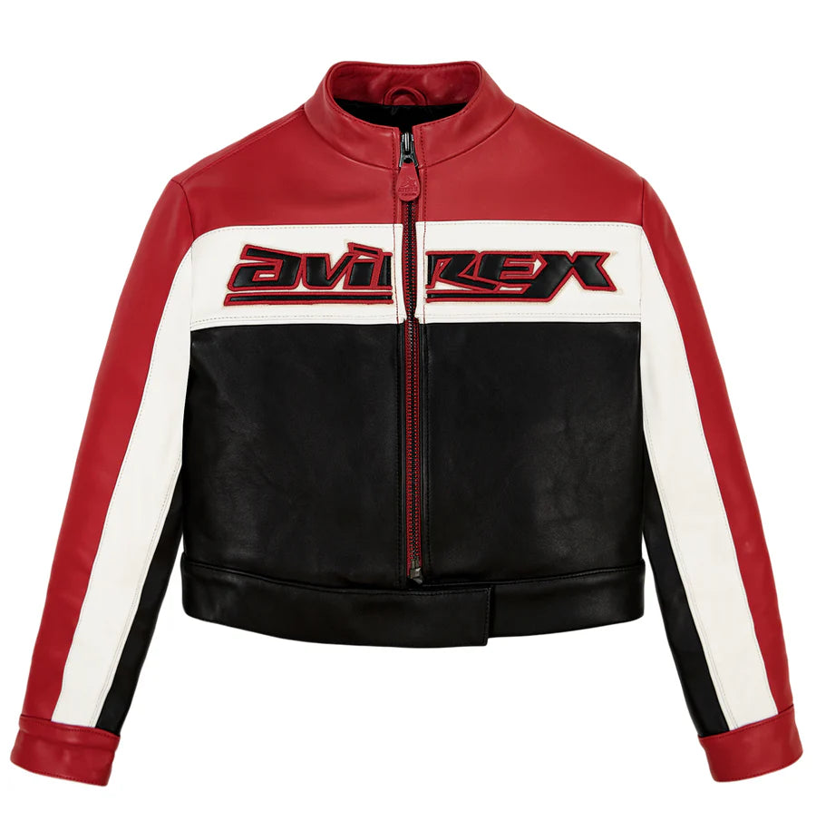 Cropped Colorblock Moto Jacket – Striking Biker Style with Bold Contrast Panels & Modern Fit