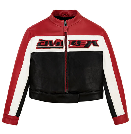 Cropped Colorblock Moto Jacket – Striking Biker Style with Bold Contrast Panels & Modern Fit