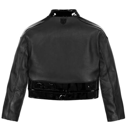 Avirex Cropped Moto Jacket – Sleek Biker Style with Signature Embroidery & Modern Fit