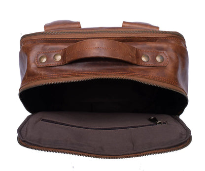 Vintage Brown Leather Laptop Backpack – Classic Style for Work & Travel