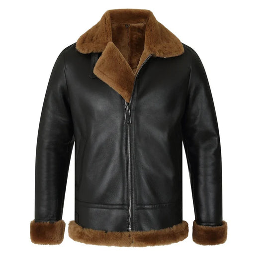 Classic Ginger Brown B3 Bomber Jacket – Aviator Shearling Leather Style