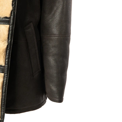 Men’s Brown Shearling Driving Coat – Classic Vintage Leather Outerwear