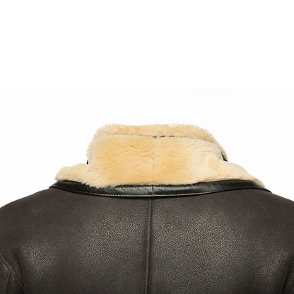 Men’s Brown Shearling Driving Coat – Classic Vintage Leather Outerwear