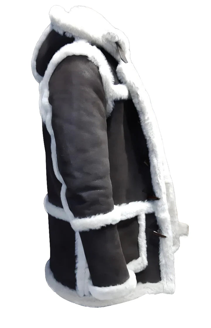 Rancher Hooded Shearling Coat – Western-Style Leather Winter Outerwear