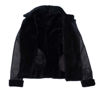 Authentic Black Sheepskin Shearling B-3 Bomber Jacket