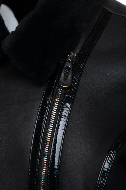 Authentic Black Sheepskin Shearling B-3 Bomber Jacket