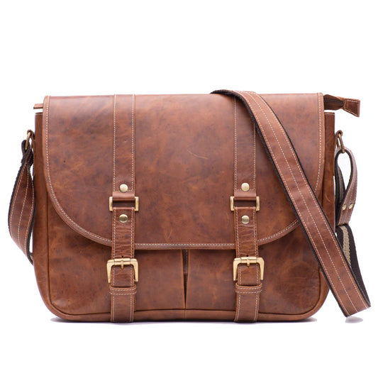 Vintage-Inspired Men’s Tan Leather Satchel – Durable & Stylish for Everyday Use