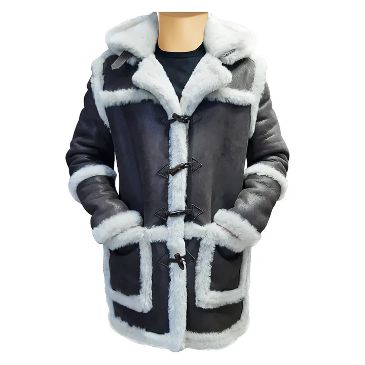Rancher Hooded Shearling Coat – Western-Style Leather Winter Outerwear