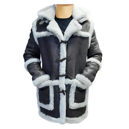 Rancher Hooded Shearling Coat – Western-Style Leather Winter Outerwear