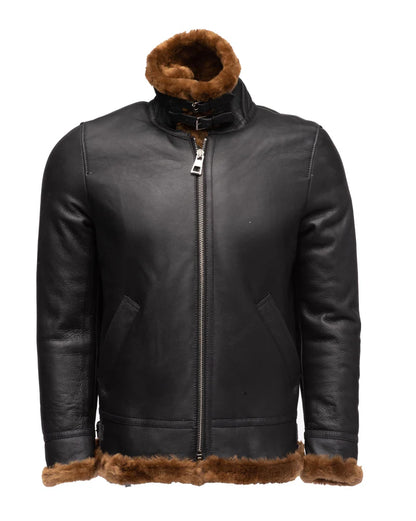 Classic Ginger Brown B3 Bomber Jacket – Aviator Shearling Leather Style