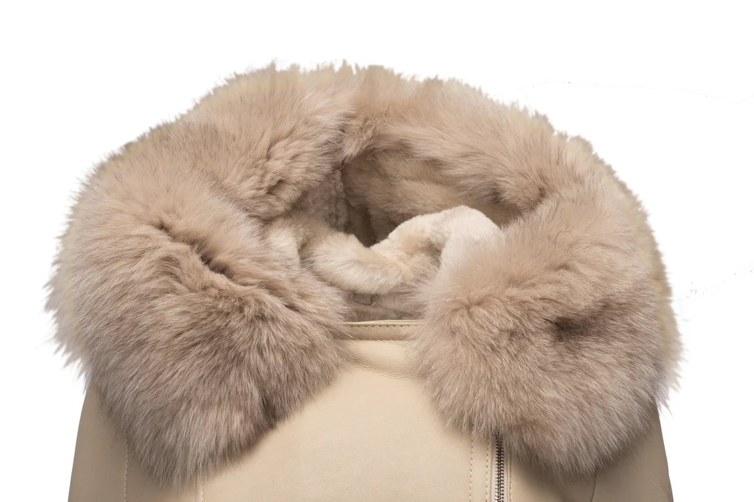 Women’s Shearling Jacket – Genuine Sheepskin & Fox Fur