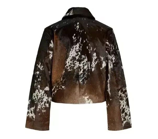 Genuine Cowhide Leather Jacket for Women | Natural Hair-On Cow Skin Fashion Coat