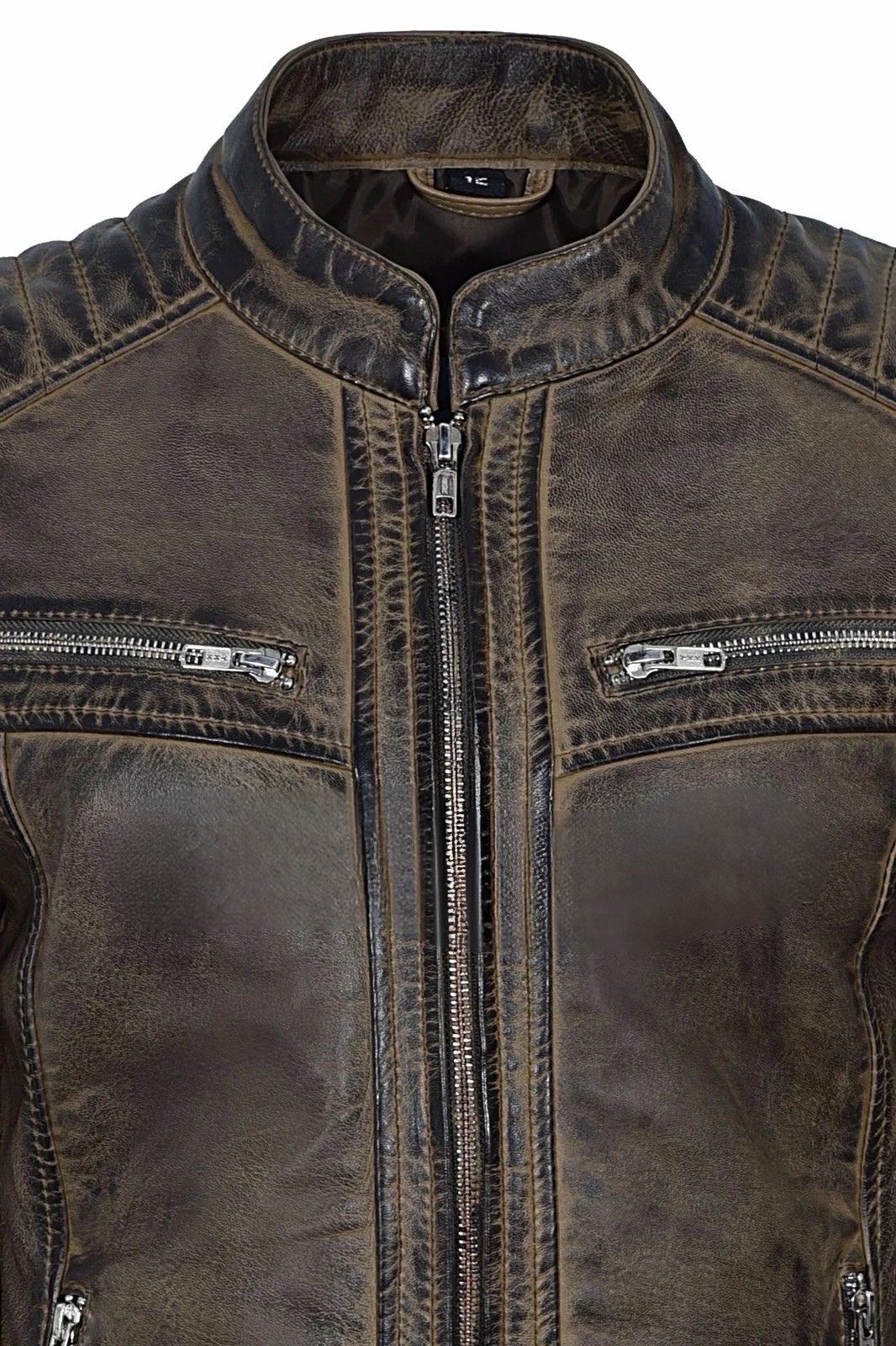Ladies Vintage Soft Leather Jacket Dirty Brown Biker Speed Riding Style