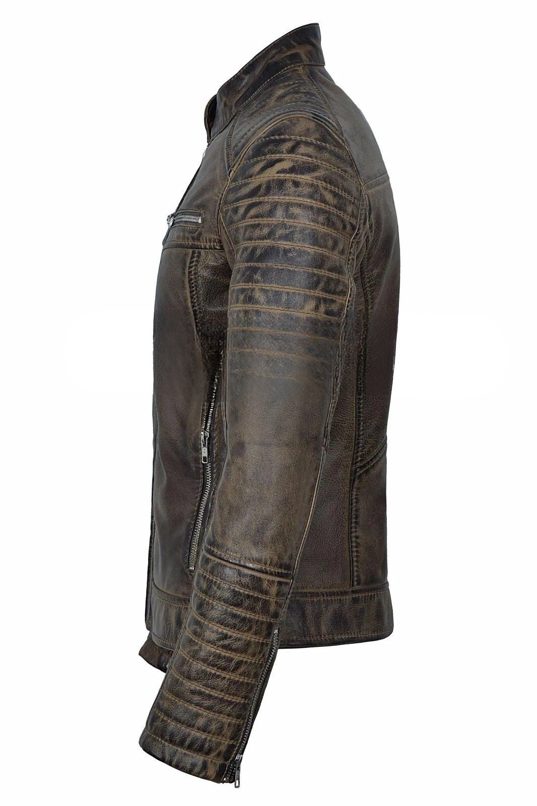 Ladies Vintage Soft Leather Jacket Dirty Brown Biker Speed Riding Style