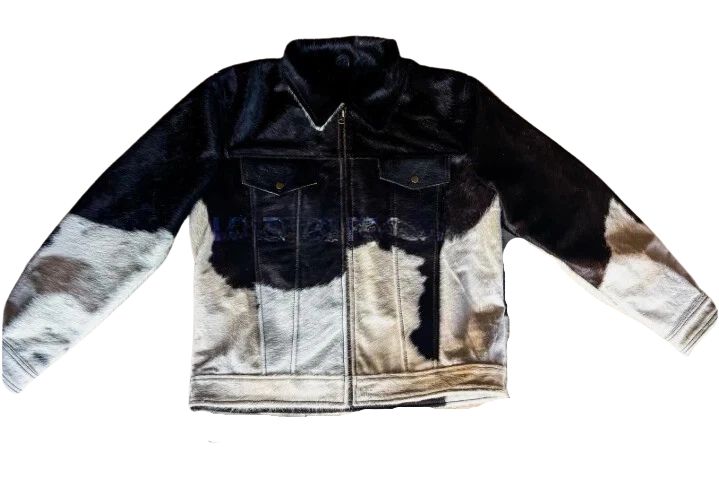 Men’s Western Pony Skin Leather Jacket Genuine Cowhide Hair-On Stylish Trucker