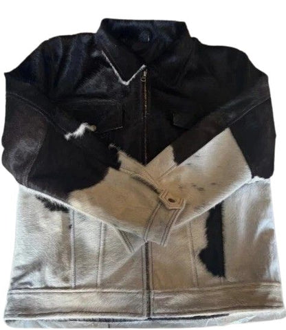 Men’s Western Pony Skin Leather Jacket Genuine Cowhide Hair-On Stylish Trucker