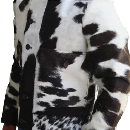 Men's Cowhide Soft Leather Jacket Hair-On Natural Real Cow Skin Fashion Coat