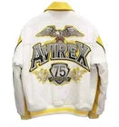 NEW Men’s Avirex Yellow Cowhide Leather Jacket – 75 Kings Aviator Bomber