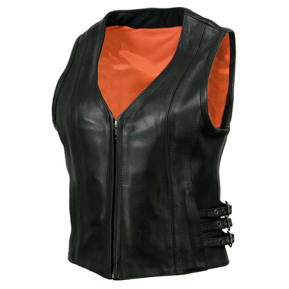 Women's Motorcycle Vest with Adjustable Side Buckles – Stylish Biker Gear