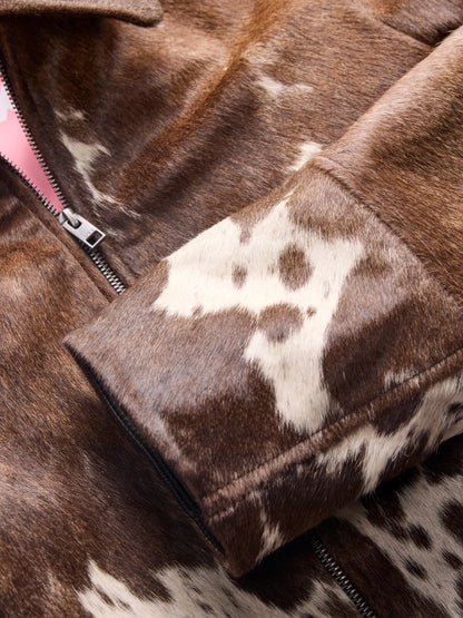 Soft Cowhide Leather Jacket for Women | Natural Hair-On Cow Skin Fashion Coat