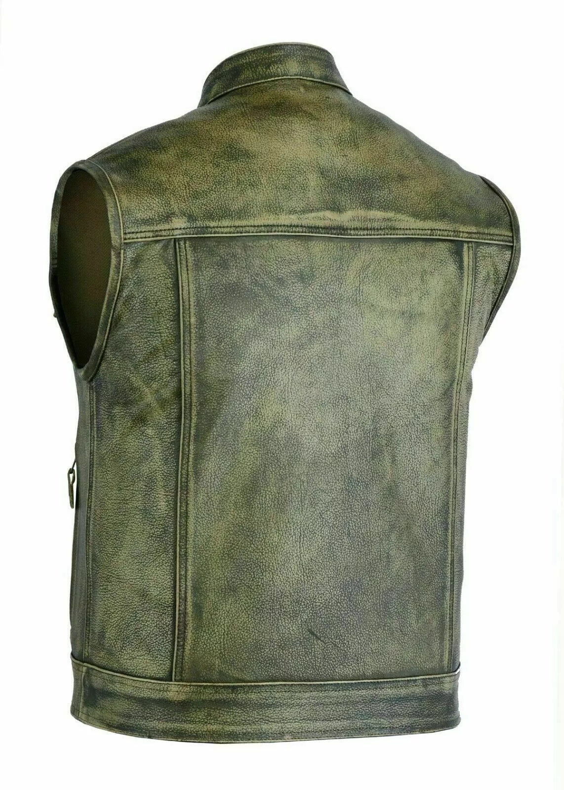 LuxHide Men’s Distressed Leather Motorcycle Vest – Biker Club Style, Gun Pocket, Anarchy Look
