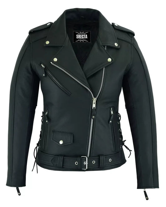 Women's Premium Cowhide Leather Motorcycle Jacket – Top-Grain Thick Leather with Zip-Out Liner