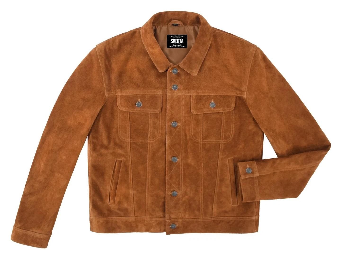 Men's TRUCKER Soft Suede Leather Western Jacket Classic Denim Style Shirt Jacket