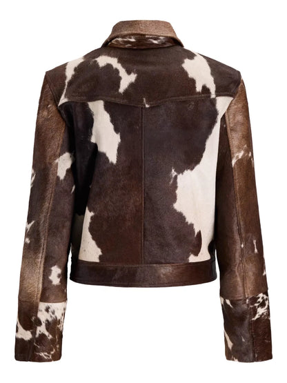 Soft Cowhide Leather Jacket for Women | Natural Hair-On Cow Skin Fashion Coat