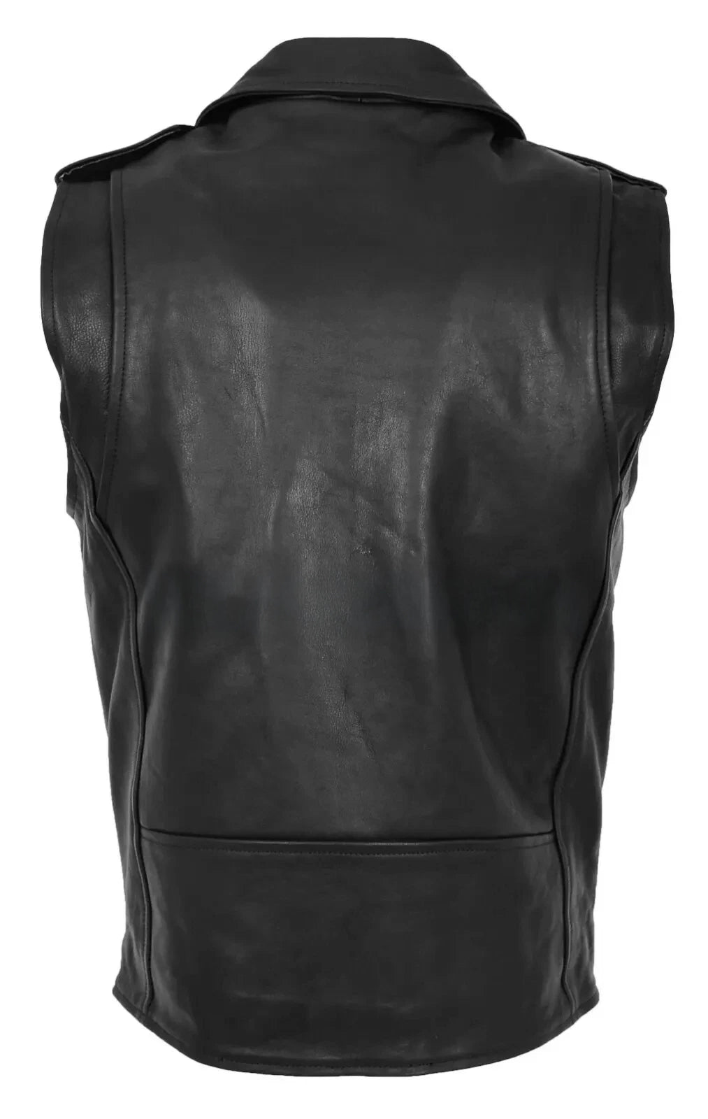 Men's Black Biker Leather Vest – Asymmetrical Zipper Motorcycle Club Style