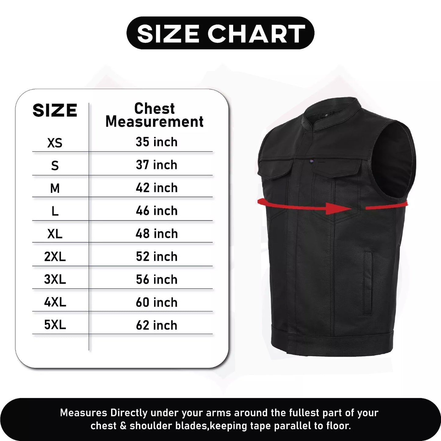Men’s Leather Motorcycle Vest – Anarchy Biker Club Style, Concealed Carry, Outlaw Look