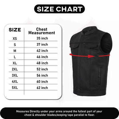 Men’s Leather Motorcycle Vest – Anarchy Biker Club Style, Concealed Carry, Outlaw Look
