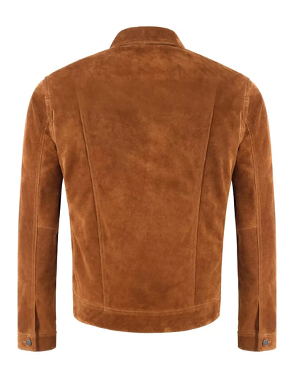 Men's TRUCKER Soft Suede Leather Western Jacket Classic Denim Style Shirt Jacket