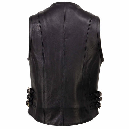 Women's Motorcycle Vest with Adjustable Side Buckles – Stylish Biker Gear