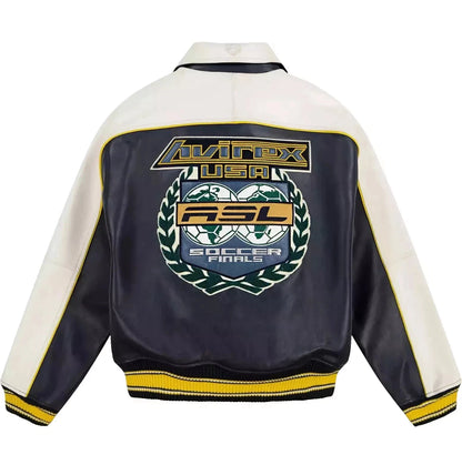 NEW Men’s Avirex USA ASL Soccer Leather Jacket – Limited Edition, Embroidered NWT