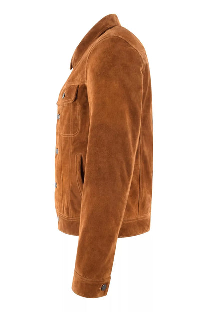 Men's TRUCKER Soft Suede Leather Western Jacket Classic Denim Style Shirt Jacket