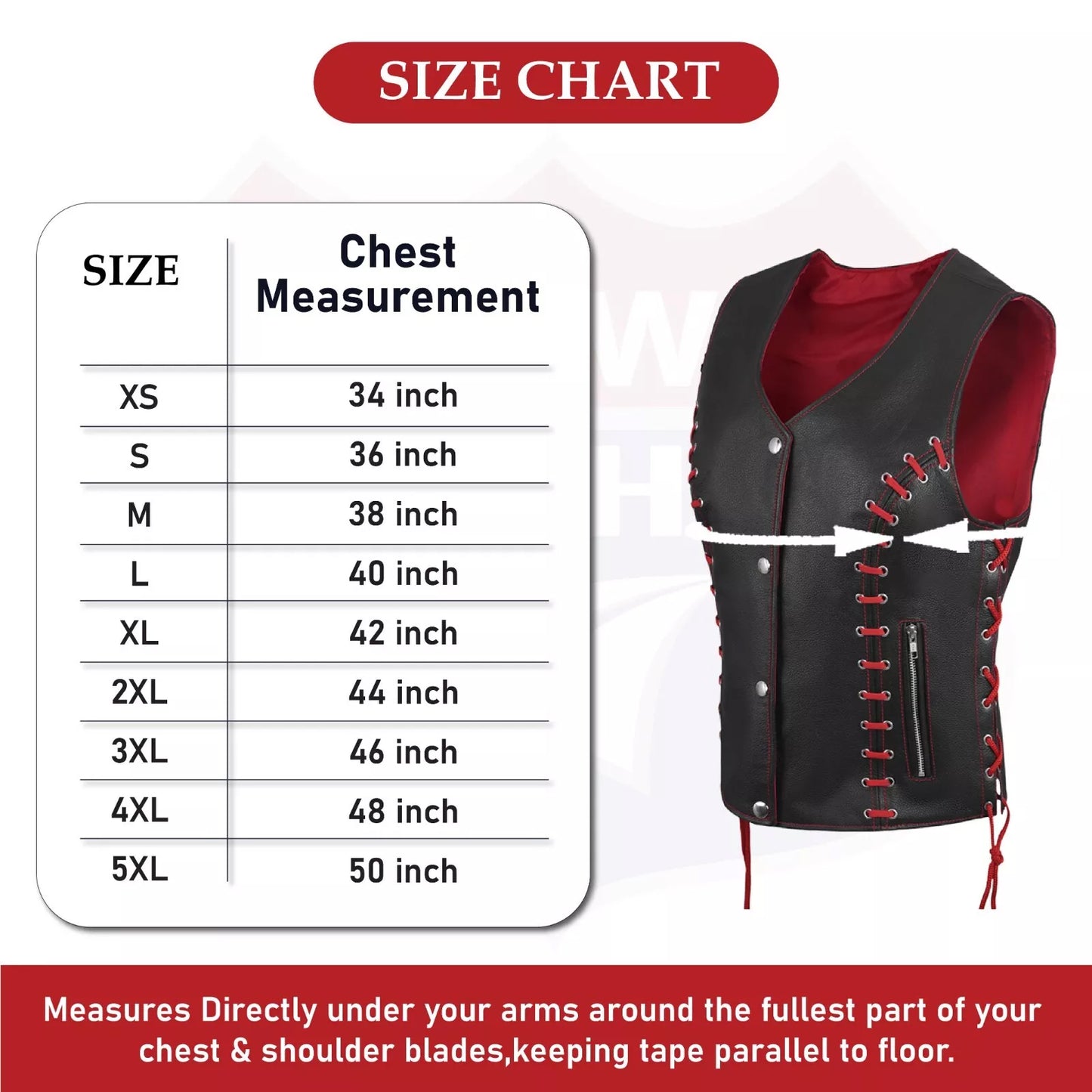 Women's Red & Black Buffalo Leather Vest – Stylish Eyelet Detailing