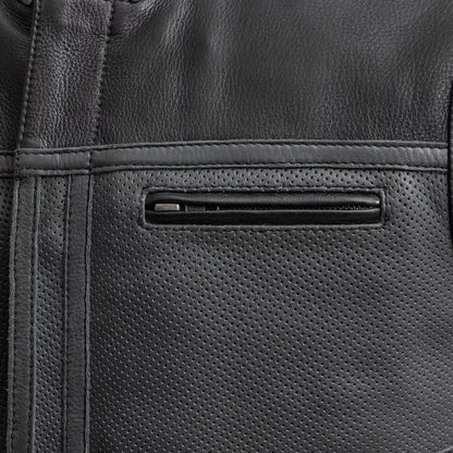 Motorcycle Lowrider Men's Leather Vest – Perforated Cowhide Club Style Biker Gear