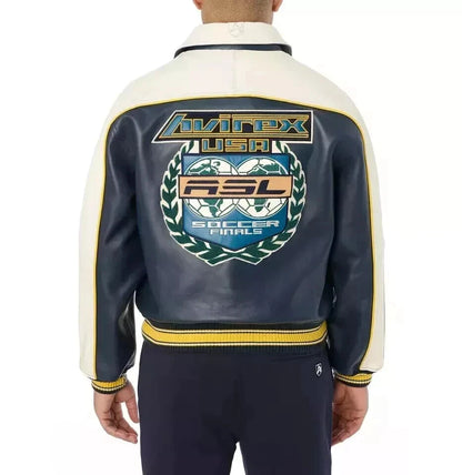 NEW Men’s Avirex USA ASL Soccer Leather Jacket – Limited Edition, Embroidered NWT