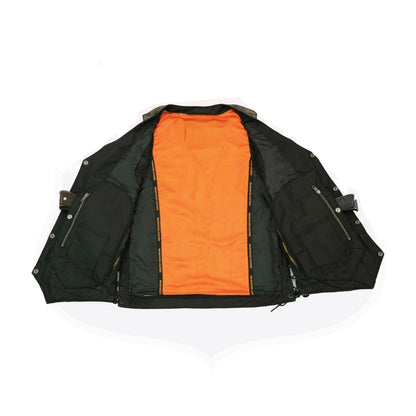 Men’s Distressed Brown Leather Motorcycle Vest – Riding Style w/ Inside Gun Pocket