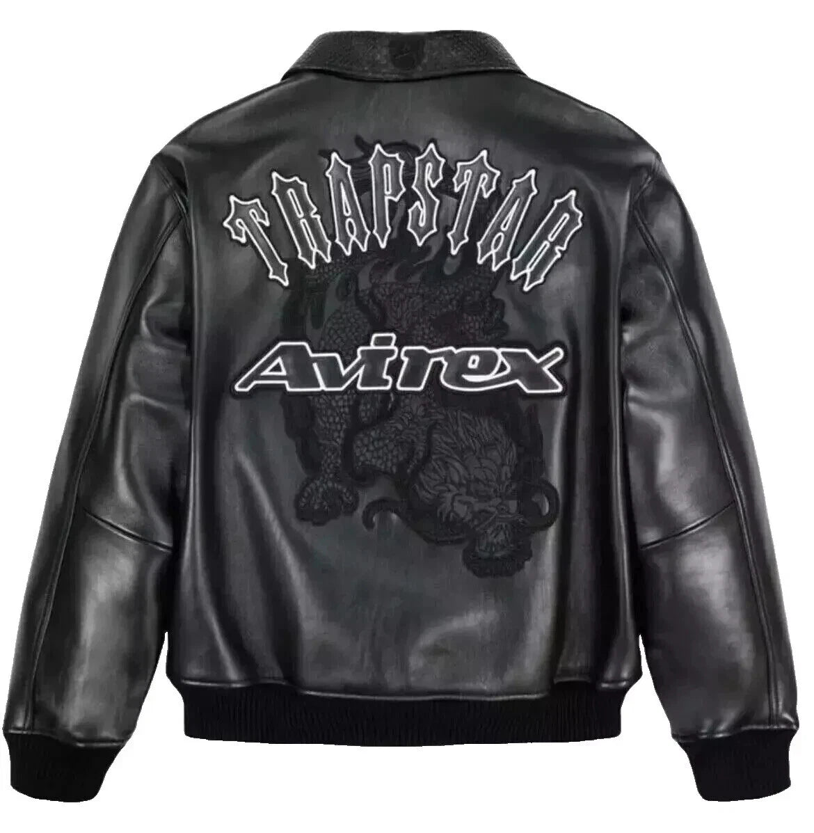 NEW Avirex x Trapstar Black Leather Bomber Jacket – Limited Edition Streetwear NWT