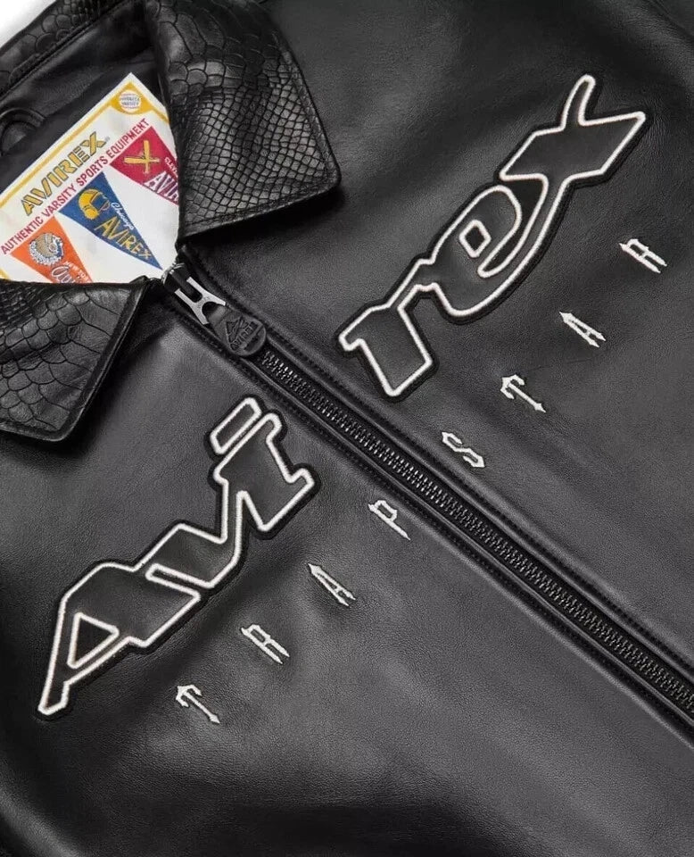 NEW Avirex x Trapstar Black Leather Bomber Jacket – Limited Edition Streetwear NWT