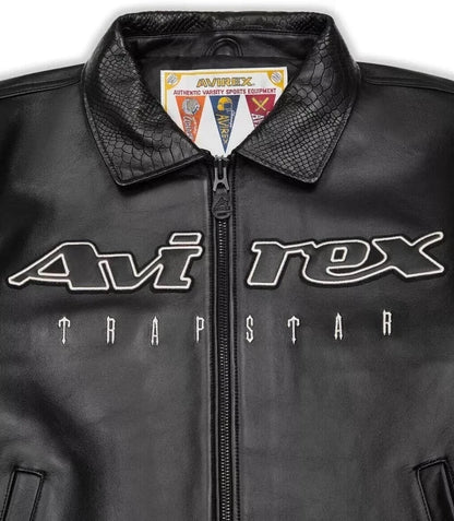 NEW Avirex x Trapstar Black Leather Bomber Jacket – Limited Edition Streetwear NWT