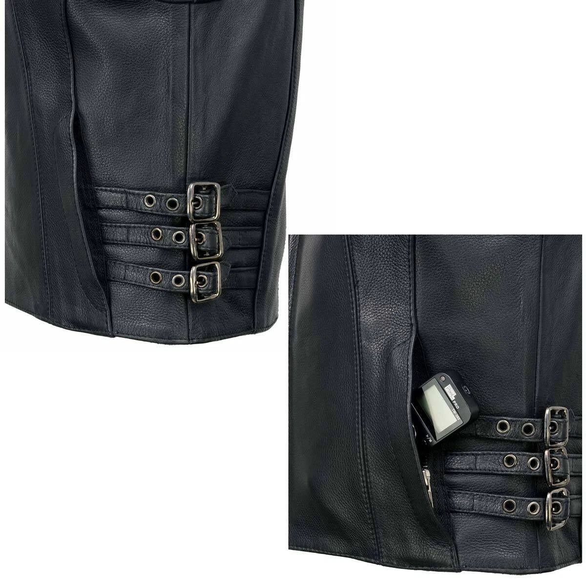 Women's Motorcycle Vest with Adjustable Side Buckles – Stylish Biker Gear
